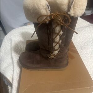 UGG Brown Shearling-Lined Winter Boots